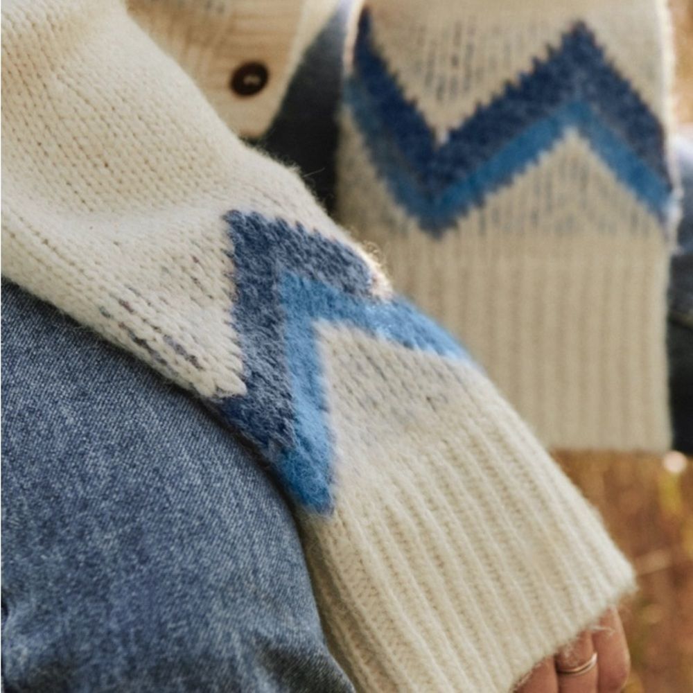 NWT FAHERTY Icelyn Alpaca Fairisle Cardigan in Frosty Fairisle M - Picture 4 of 10